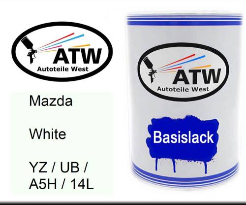 Mazda, White, YZ / UB / A5H / 14L: 500ml Lackdose, von ATW Autoteile West.